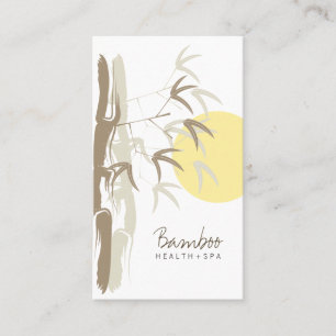 Tarjeta De Visita Amanecer Amarillo Zen Hojas de Bambú Oriental Asiá