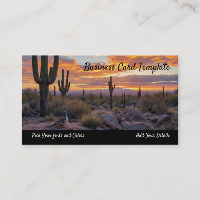 Tarjeta De Visita Amanecer del desierto del Suroeste de Arizona (Anverso)