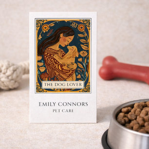 Tarjeta De Visita Amante de perros de tarot en casa cuidando mascota