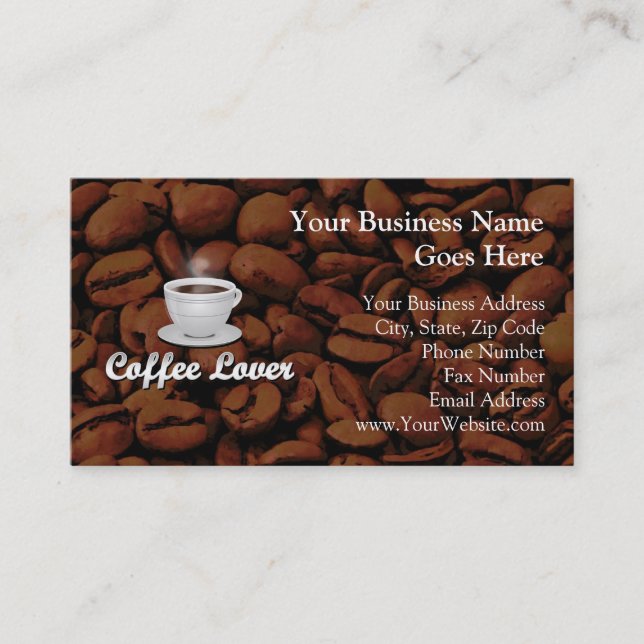 Tarjeta De Visita Amante del café, frijol blanco/frijol (Anverso)