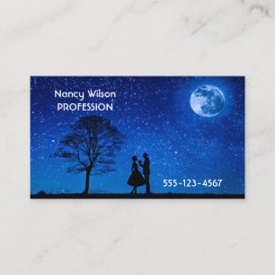 Tarjeta De Visita Amantes bajo luna llena