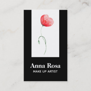 Tarjeta De Visita Amapola roja elegante floral femenina elegante