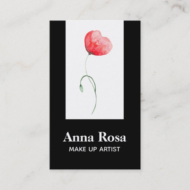 Tarjeta De Visita Amapola roja elegante floral femenina elegante (Anverso)