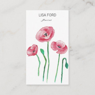 Tarjeta De Visita Amapolas acuarela
