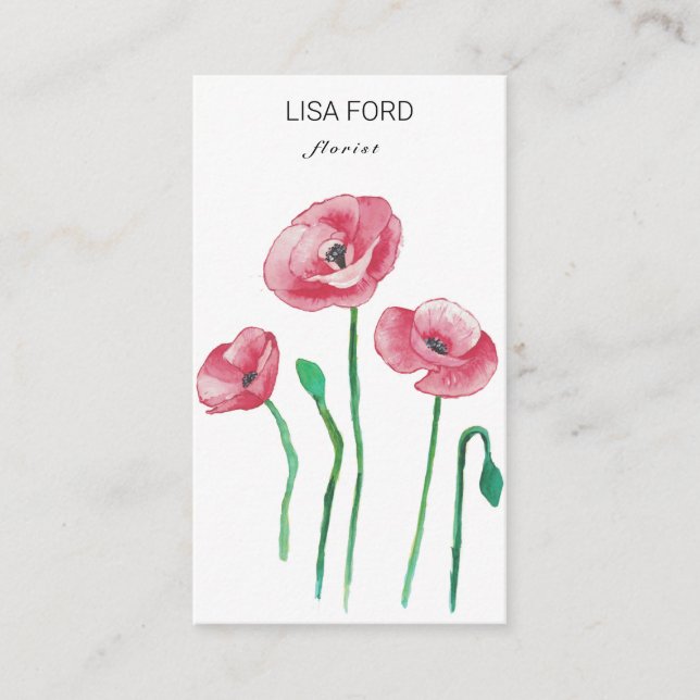 Tarjeta De Visita Amapolas acuarela (Anverso)