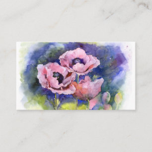 Tarjeta De Visita Amapolas acuarela flores rosadas amapola floral be