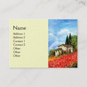 Tarjeta De Visita AMAPOLAS EN TOSCANA, papel de perla crema