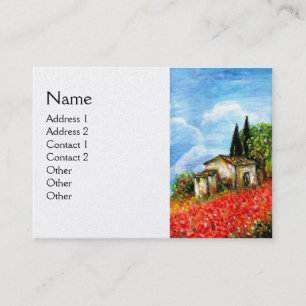 Tarjeta De Visita AMAPOLAS EN TOSCANA, papel perla blanco