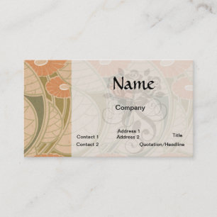 Tarjeta De Visita amapolas naranjas estilo art nouveau