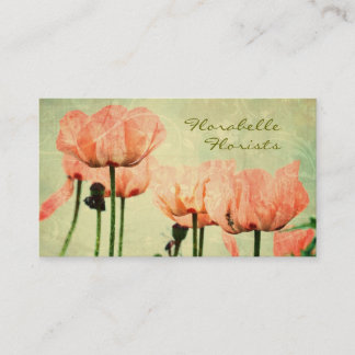 Tarjeta De Visita Amapolas rosadas y remolinos florales