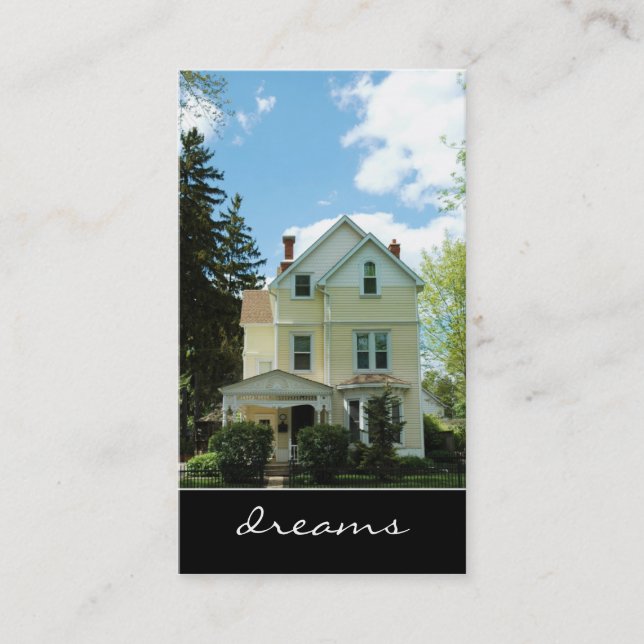 Tarjeta de visita amarilla alta de la casa de las (Anverso)