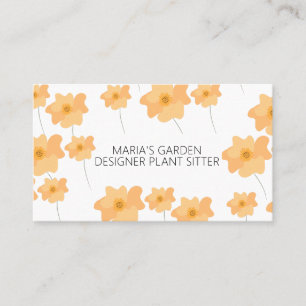 Tarjeta De Visita Amarilla Amapola Floral Jardinera de Plantas