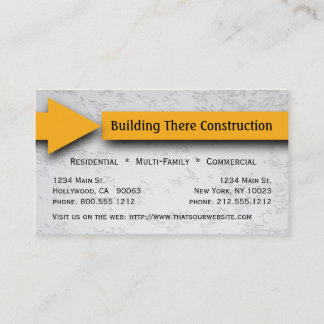 Tarjeta de visita amarilla de construcción de la