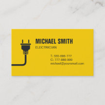 Tarjeta de visita amarilla de electricista de ench