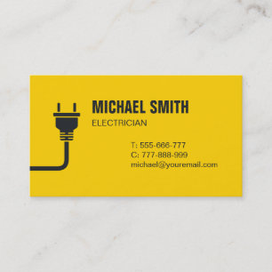Tarjeta de visita amarilla de electricista de ench