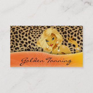 Tarjeta De Visita Amarillo anaranjado del leopardo rubio de la