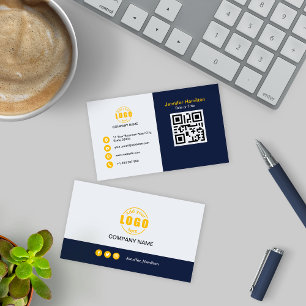 Tarjeta De Visita Amarillo azul profesional añada su logotipo Código