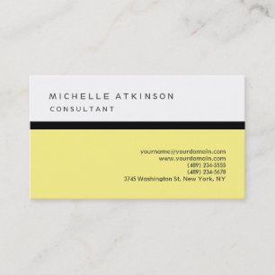 Tarjeta De Visita Amarillo Blanco Clásico Elegante Profesional Llant