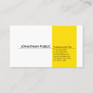Tarjeta De Visita Amarillo blanco simple profesional elegante