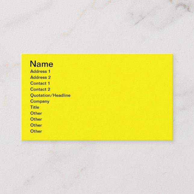 Tarjeta De Visita Amarillo brillante (Anverso)
