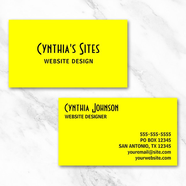 Tarjeta De Visita Amarillo brillante (Bright Yellow Business Card)