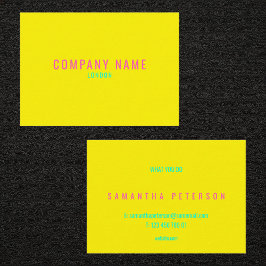 Tarjeta De Visita Amarillo brillante de neón amarillo y rosa