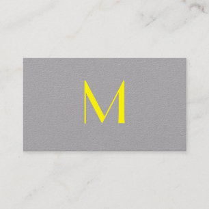 Tarjeta De Visita amarillo brillante y gris - agregar monograma