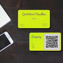 Tarjeta De Visita amarillo chartreuse - código QR -