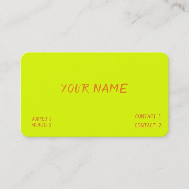 Tarjeta De Visita amarillo chartreuse -  informal  (Anverso)