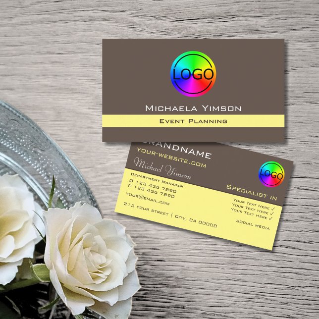 Tarjeta De Visita Amarillo claro oscuro con logotipo profesional (Subido por el creador)