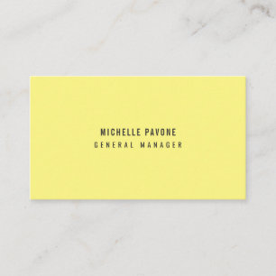 Tarjeta De Visita Amarillo Claro Sencillo Plano Profesional Elegante