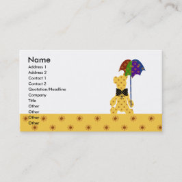 Tarjeta De Visita Amarillo colorido animal lindo estupendo del oso