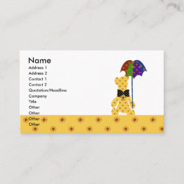 Tarjeta De Visita Amarillo colorido animal lindo estupendo del oso