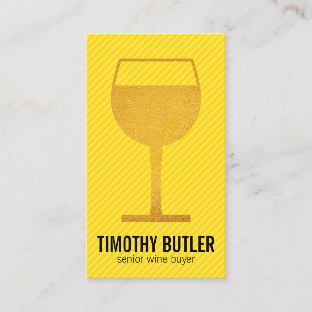 Tarjeta De Visita Amarillo de cristal de vino (Anverso)