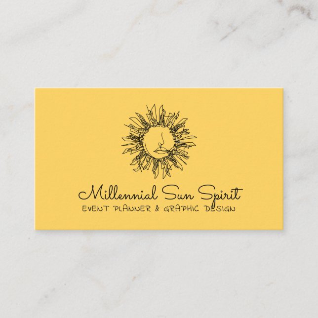 Tarjeta De Visita Amarillo de verano Resumen Sol Celeste Espiritual (Anverso)