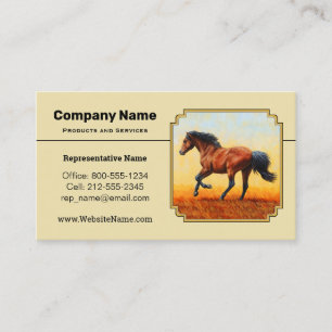 Tarjeta De Visita Amarillo del caballo de la bahía en marcha