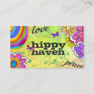 Tarjeta De Visita Amarillo del teñido anudado del hippy de la