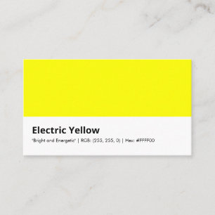 Tarjeta De Visita Amarillo Eléctrico   "Brillante y Energético"