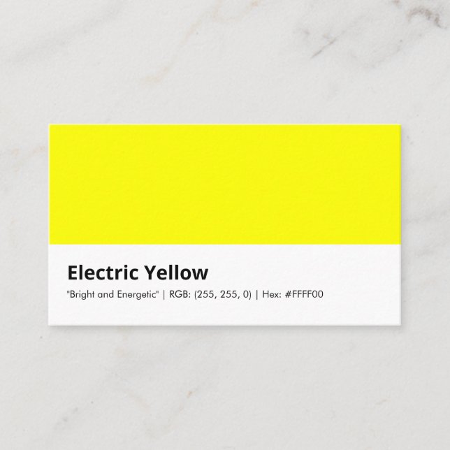 Tarjeta De Visita Amarillo eléctrico | "Brillante y energético" (Anverso)
