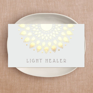 Tarjeta De Visita Amarillo Floral Lotus Flor Mandala Energy Healer