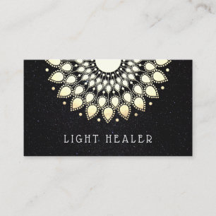 Tarjeta De Visita Amarillo Floral Lotus Mandala Energy Healer