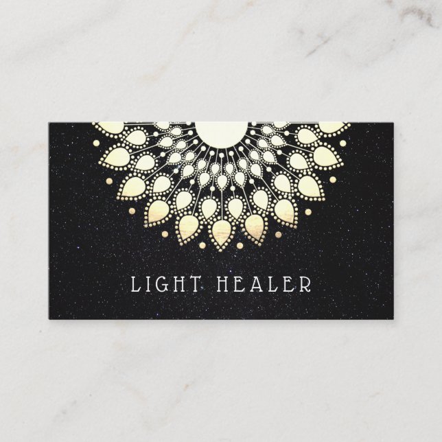 Tarjeta De Visita Amarillo Floral Lotus Mandala Energy Healer (Anverso)
