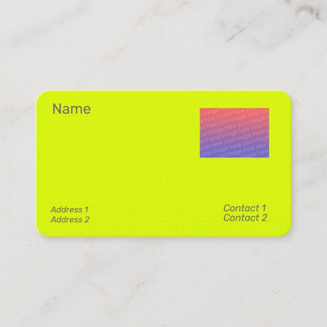 Tarjeta De Visita amarillo fluorescente - agregar foto (Anverso)