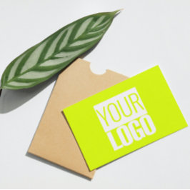 Tarjeta De Visita amarillo fluorescente - añade tu logotipo en negri