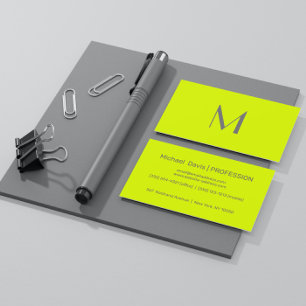 Tarjeta De Visita amarillo fluorescente - añadir monograma
