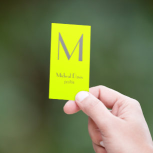 Tarjeta De Visita amarillo fluorescente - monograma en negrita