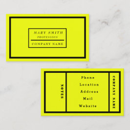 Tarjeta De Visita Amarillo fluorescente neón moderno simple