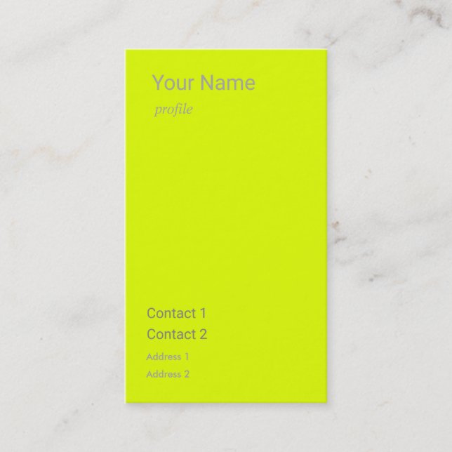 Tarjeta De Visita amarillo fluorescente vertical (Anverso)