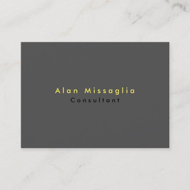Tarjeta De Visita Amarillo Gris elegante claro Minimalista (Anverso)