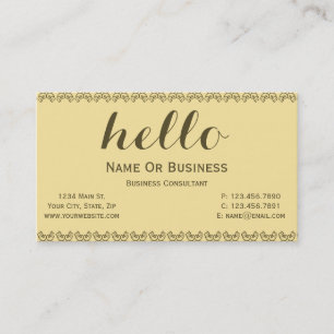 Tarjeta De Visita Amarillo Limón Marrón Dorado Texto Hola